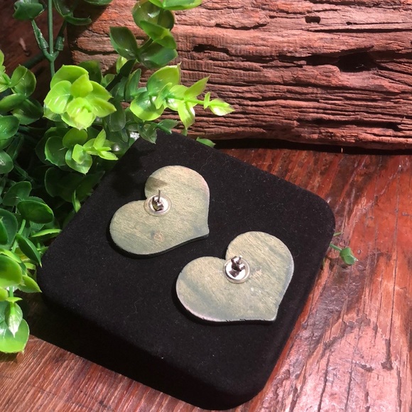Heart Watermelon Pierced Wood Earrings - Picture 2 of 5